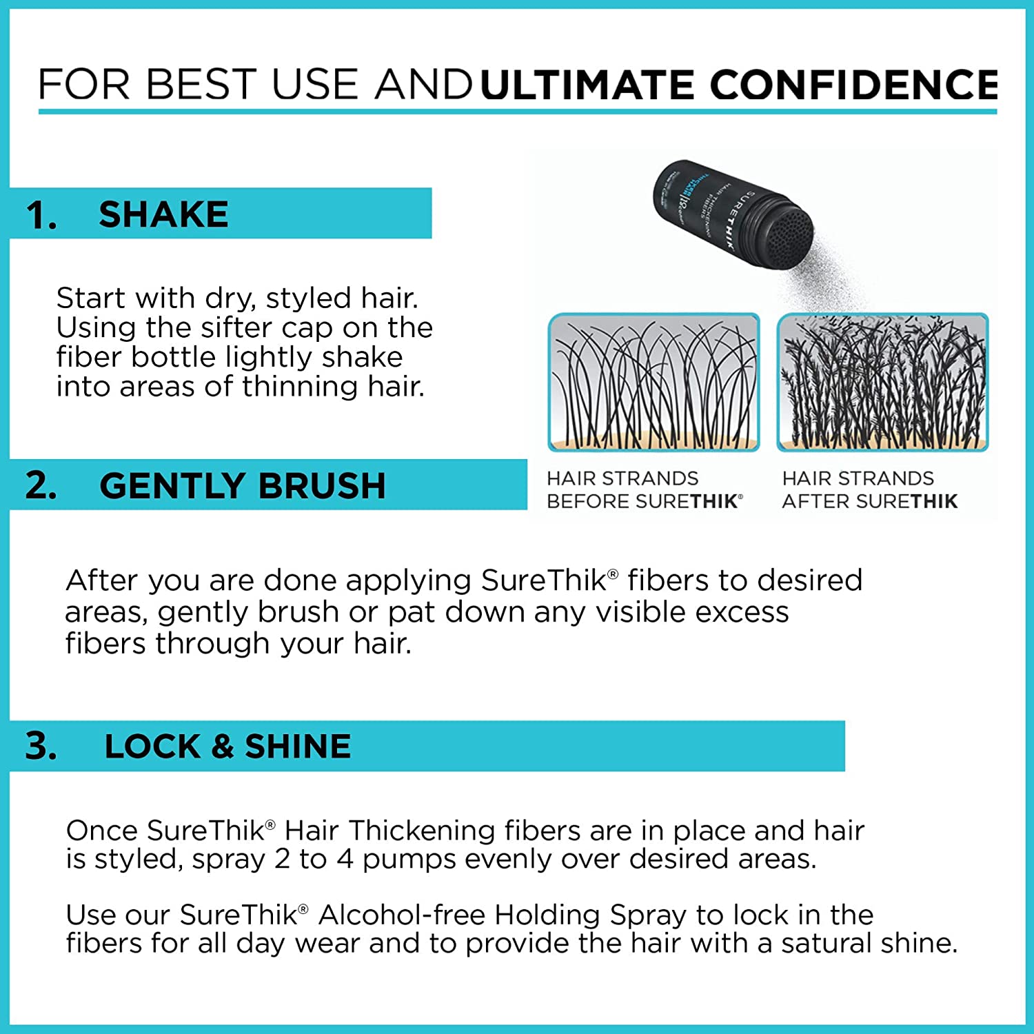 SureThik Hair Thickening Fibers 15g - Pack of 4
